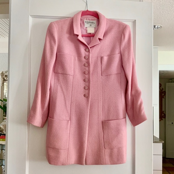Chanel Jackets & Blazers - CHANEL VINTAGE TWEED PINK 1990S SUIT JACKET SKIRT SIZE 42 VERY PRELOVED